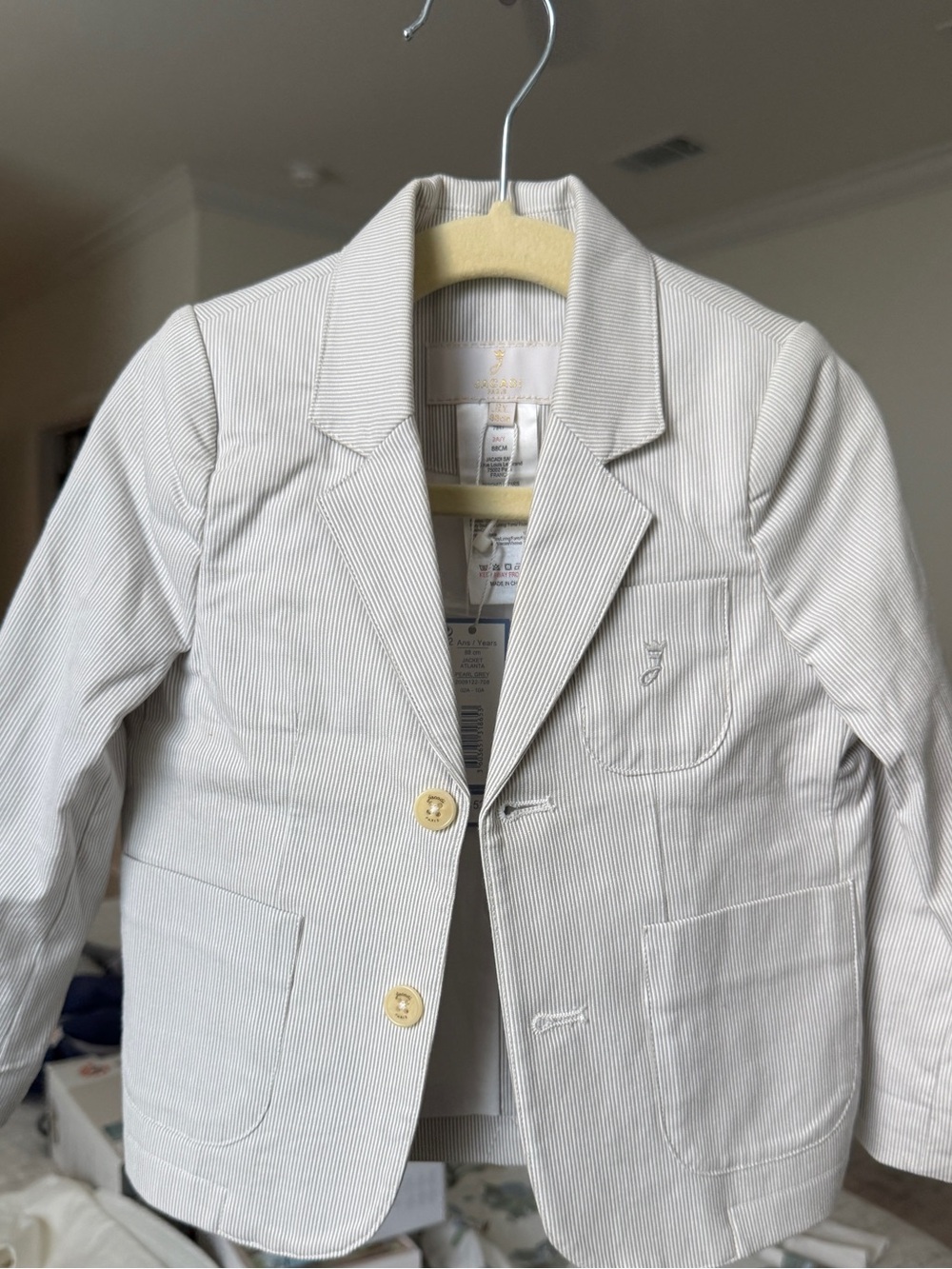 Jacadi Boys Pinstripe Light Gray Blazer